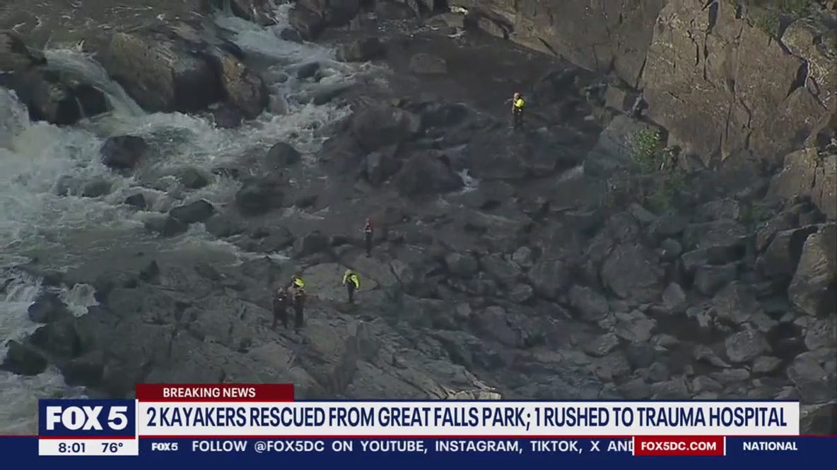 2 kayakers rescued from Great Falls Park; 1 rushed to trauma hospital